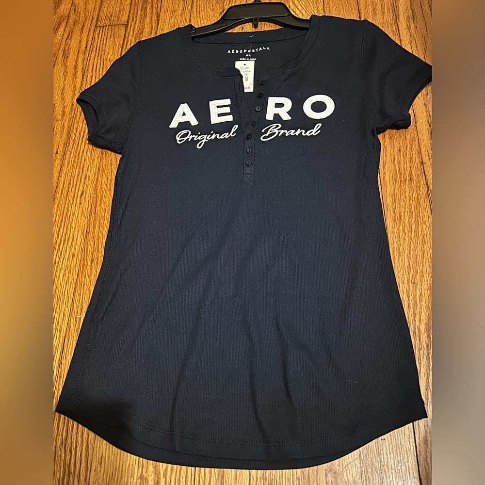 NWT!! Aeropostale Blue and White Polo Fitted T-Shirt